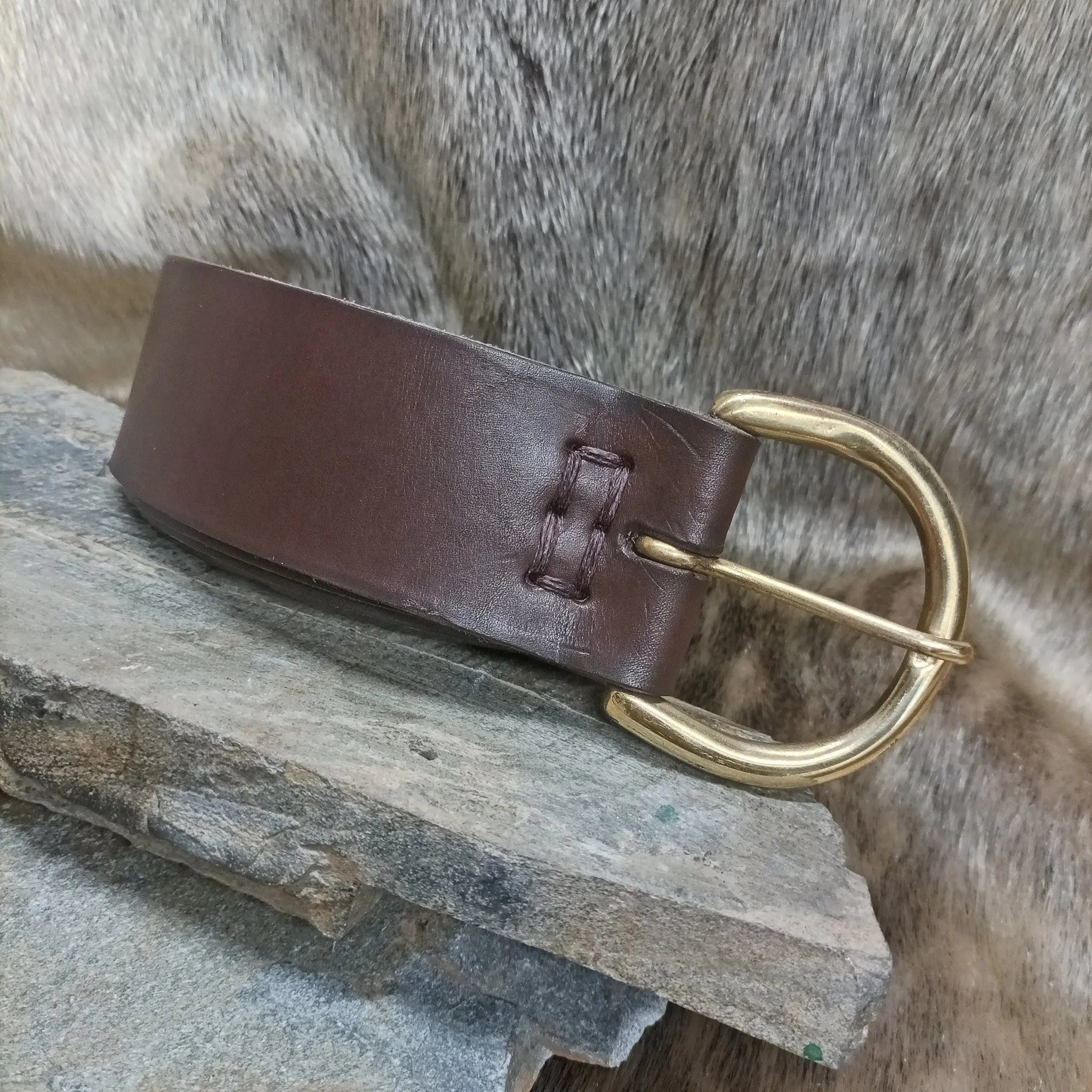 Long Leather Viking Belt with Brass Buckle The Viking Dragon
