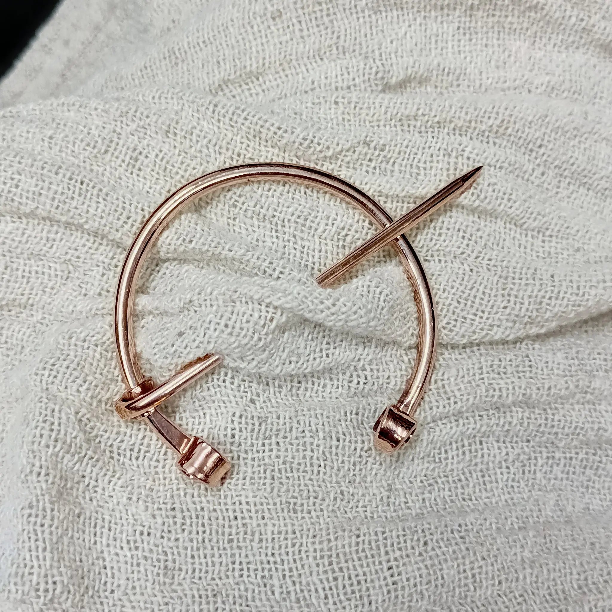 Large Bronze Clothes Pin / Cloak Pin / Fibula - Hooked Through Linen