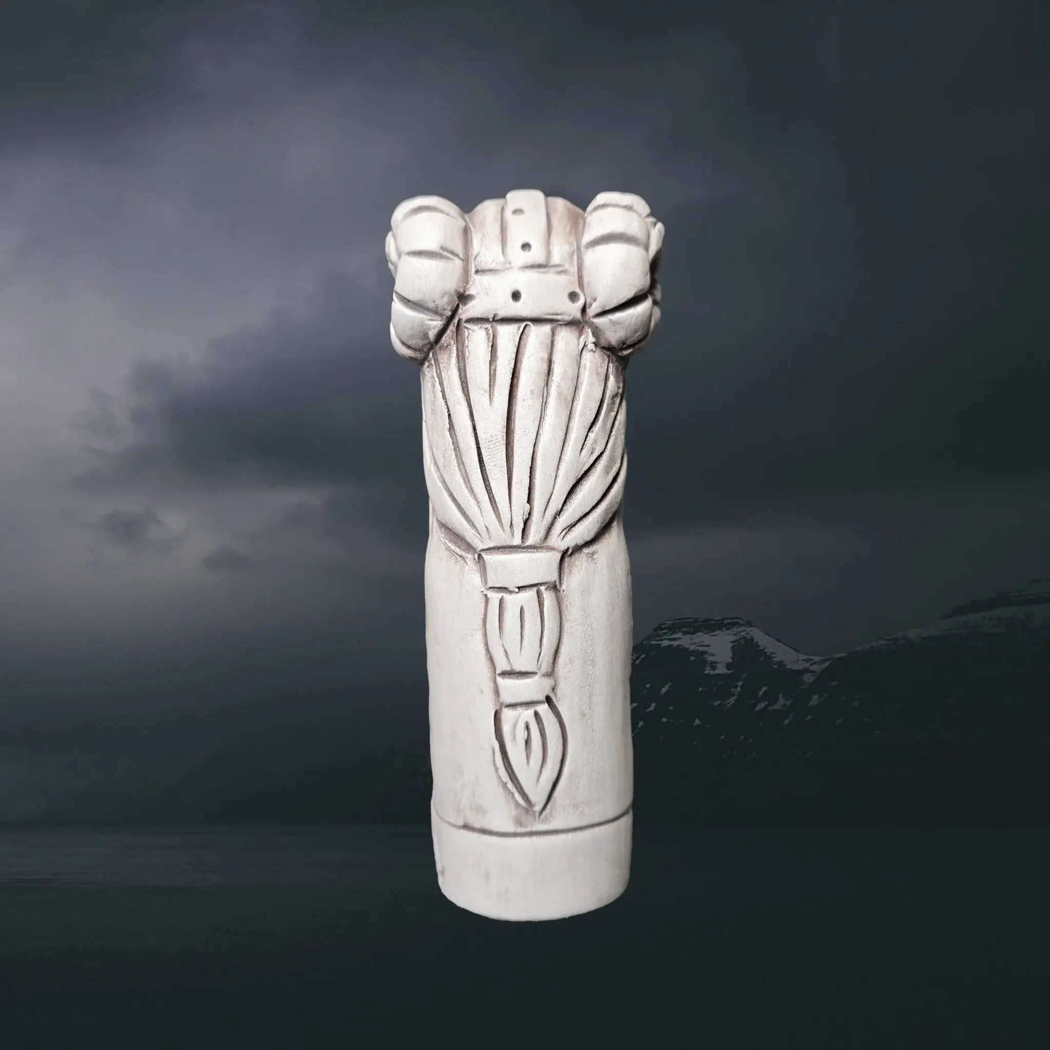 Hand-Crafted Ceramic Norse God Heimdall Statuette - Back View