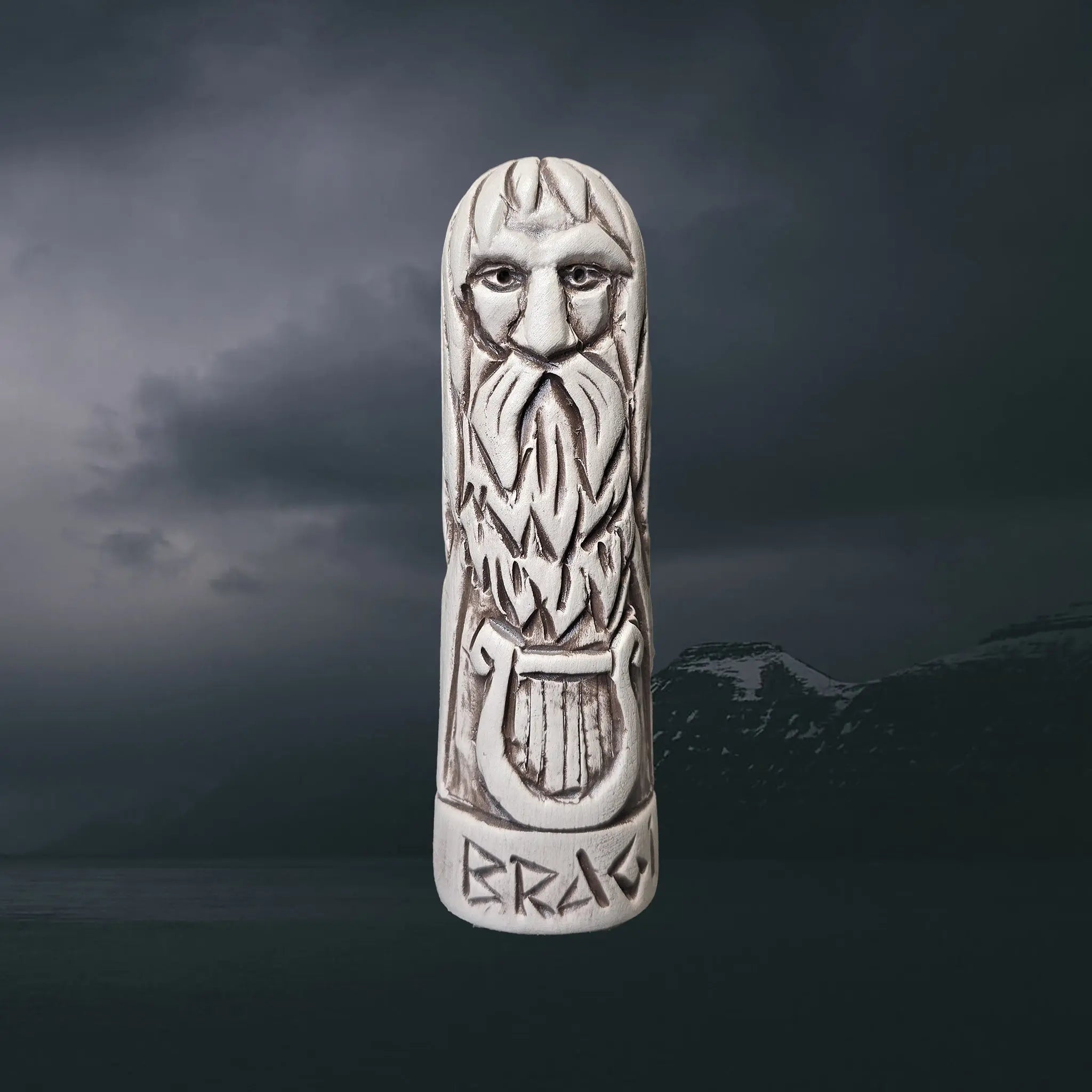 Statuette of the Norse God Bragi in Hand-Crafted Clay