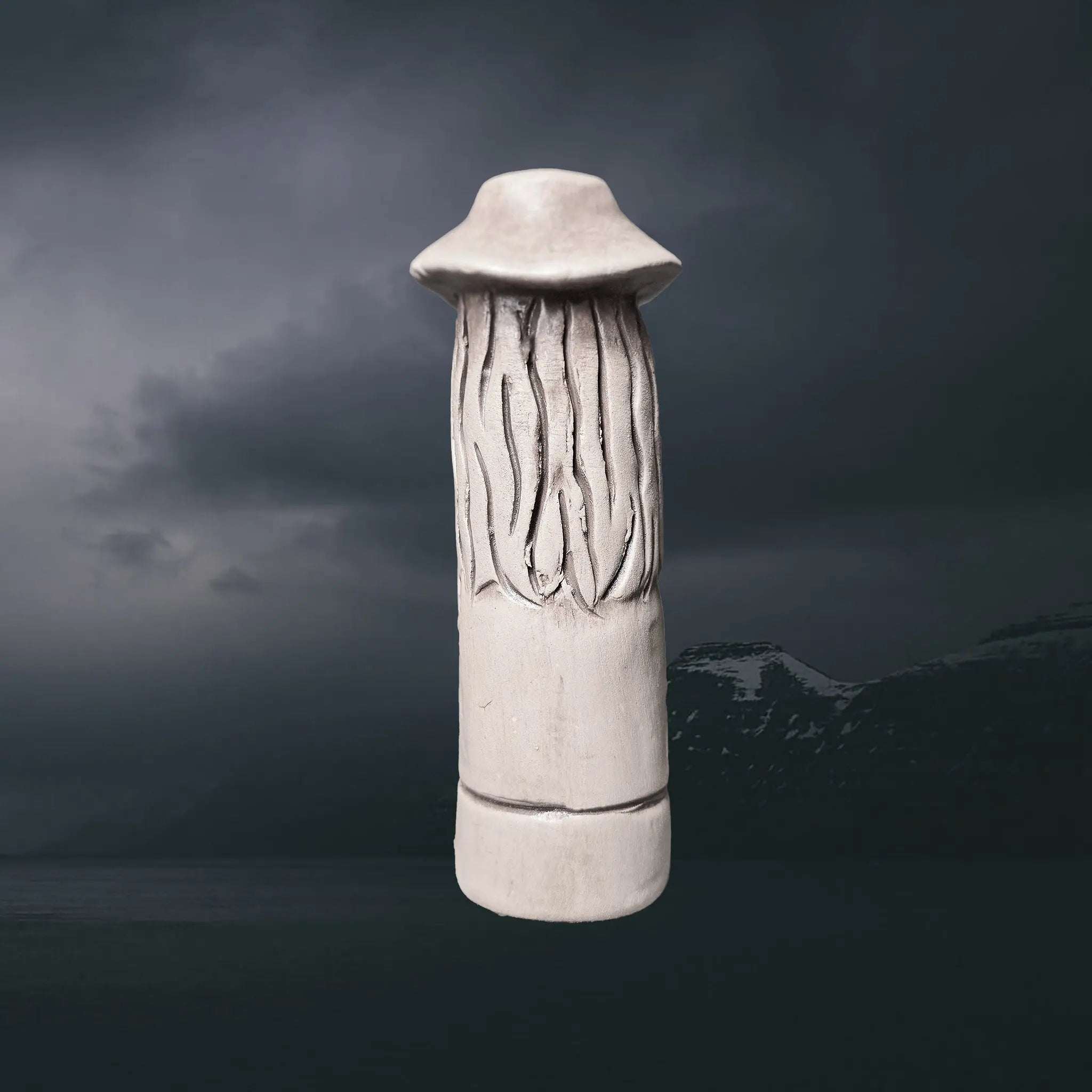 Statuette of the Norse God Odin the Wanderer in Hand-Crafted Clay - Back View