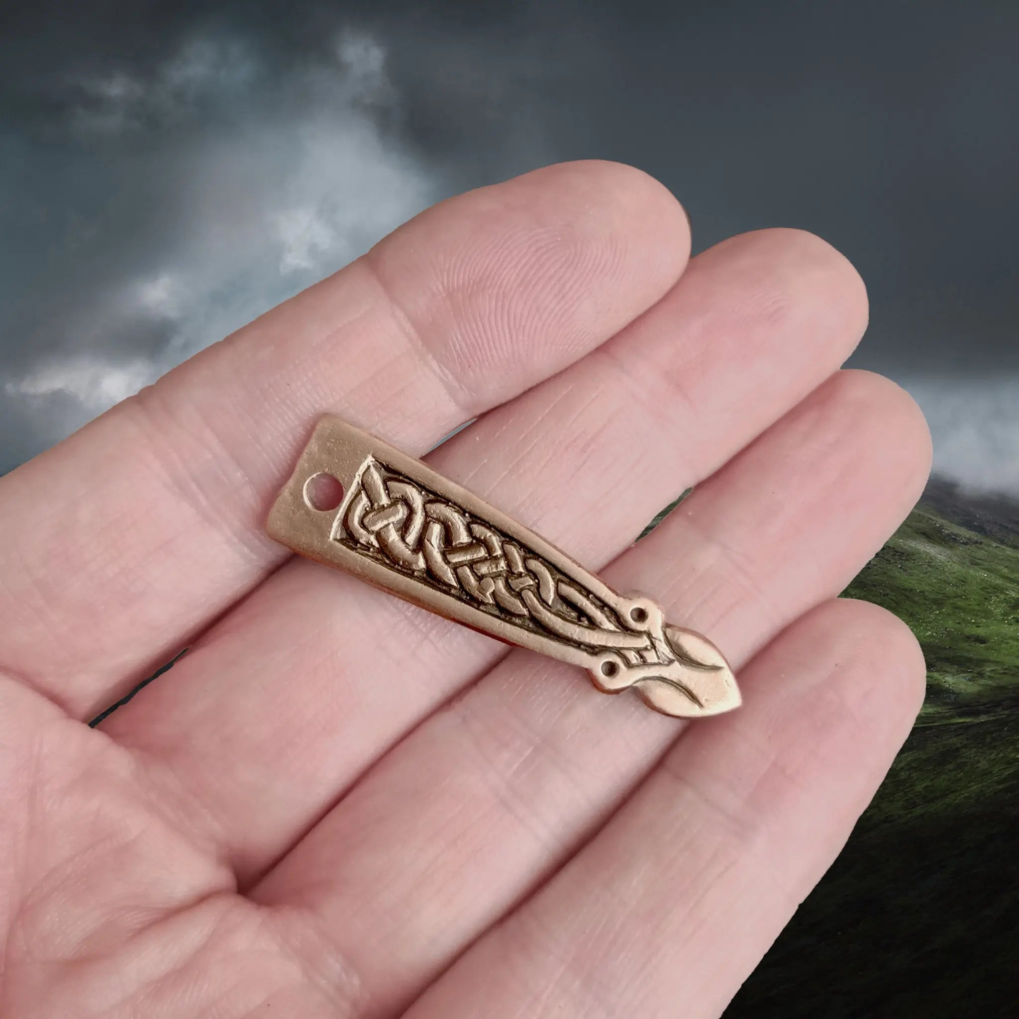 Small Bronze Viking / Saxon Strap End from York on Hand