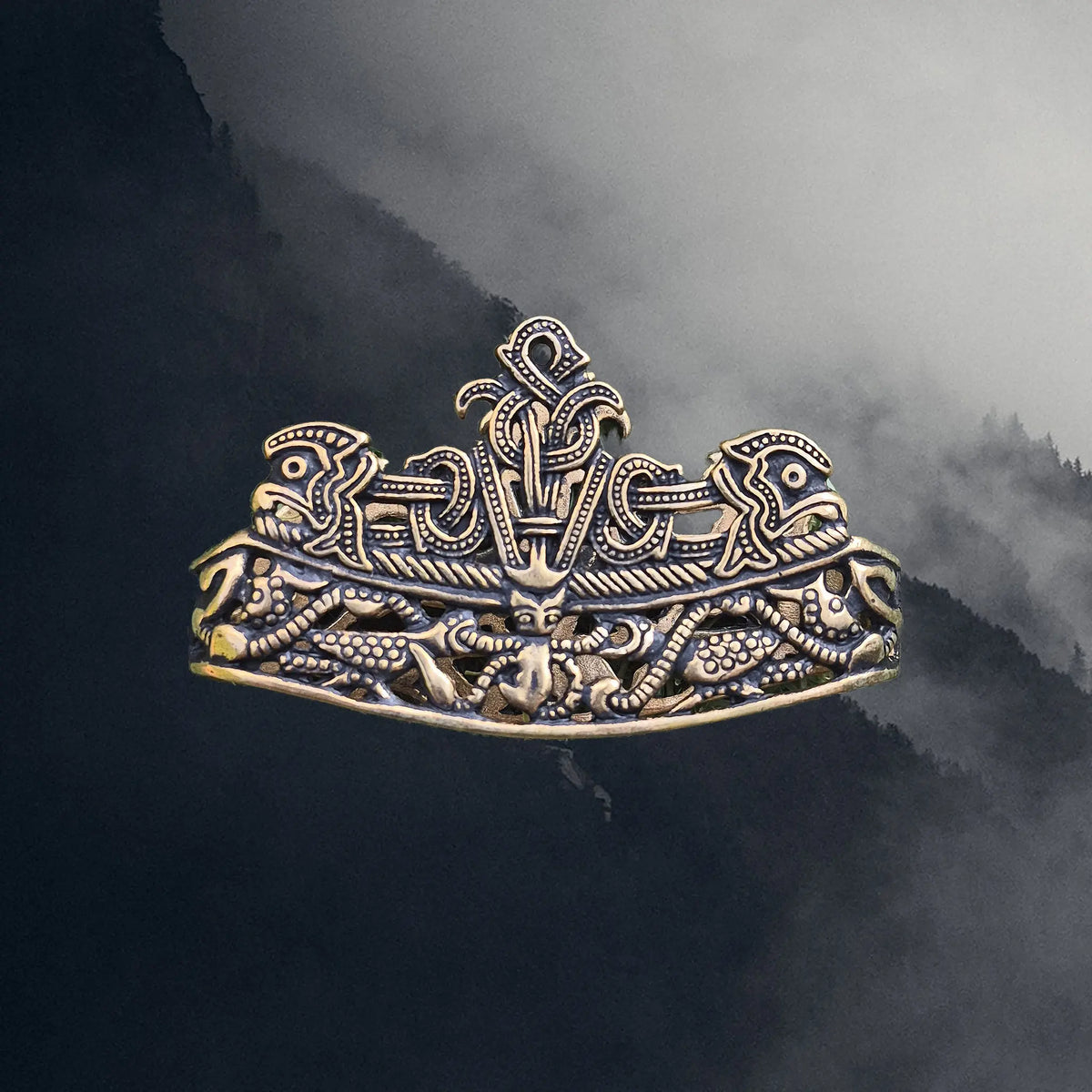 Viking Age Bronze Replica Viking Scabbard Mouth from Dybek, Skåne, Sweden