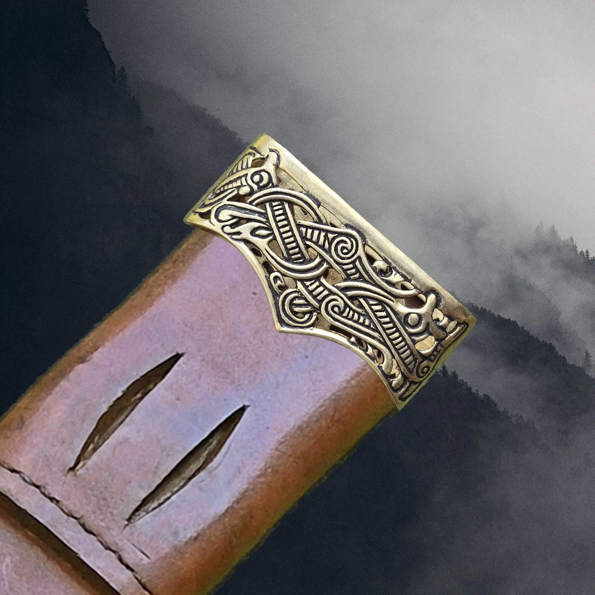 Viking Age Bronze Scabbard Mouth in Jelling Style - 10th Century - on Scabbard