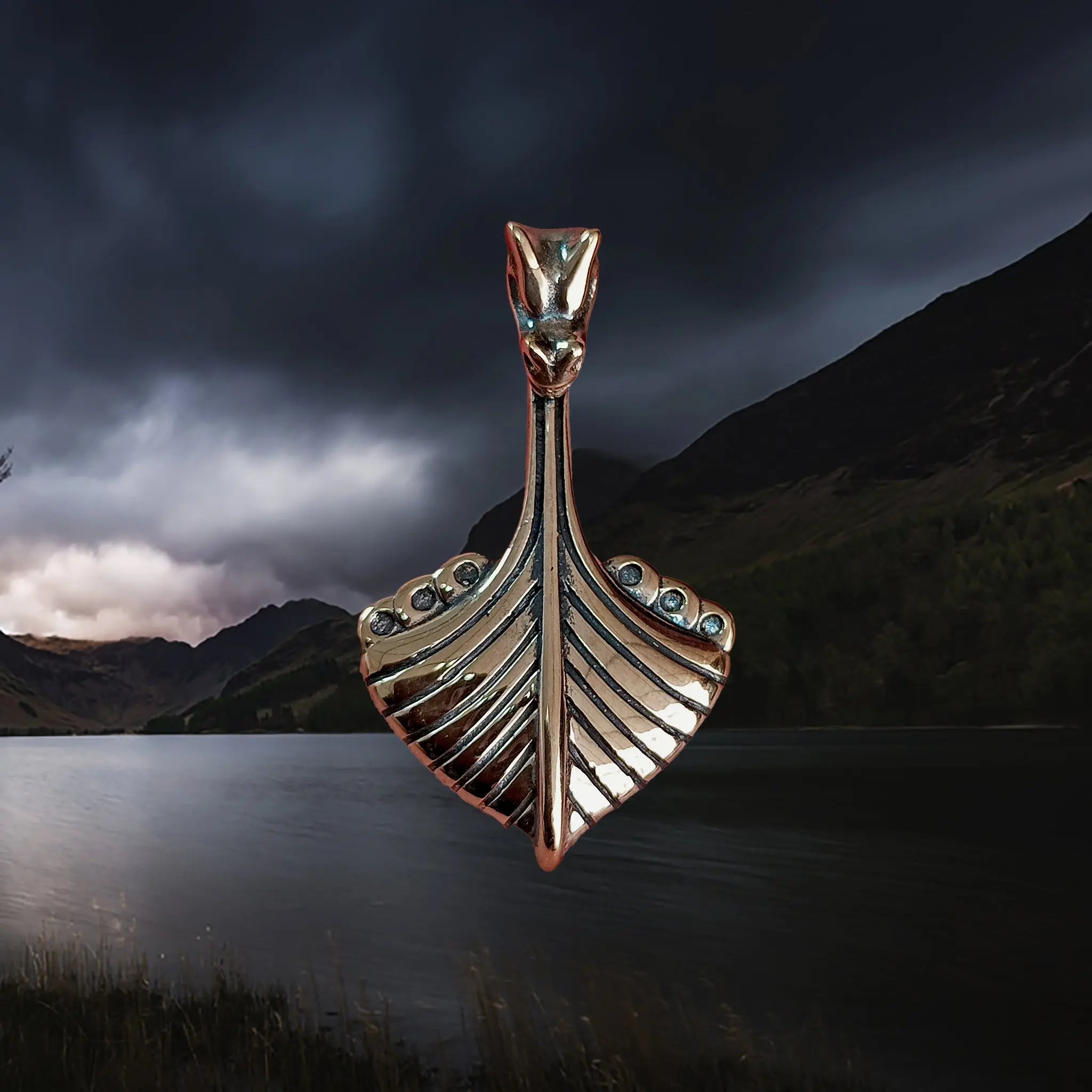 Oseberg Bronze Viking Ship Pendant