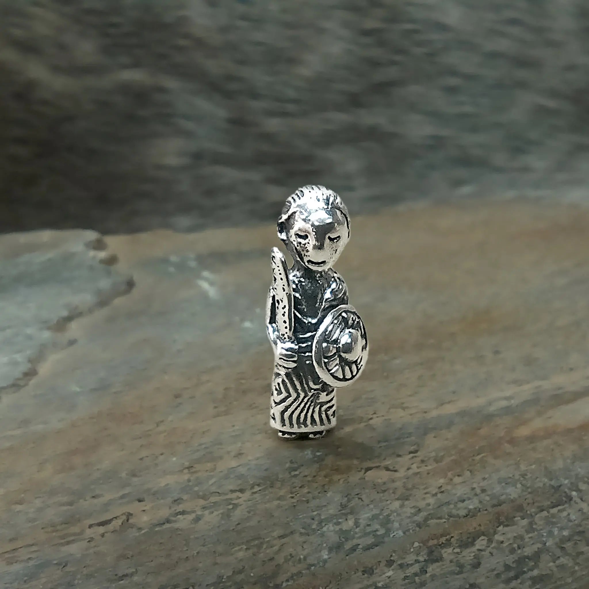 Small Silver Valkyrie Pendant on Rock