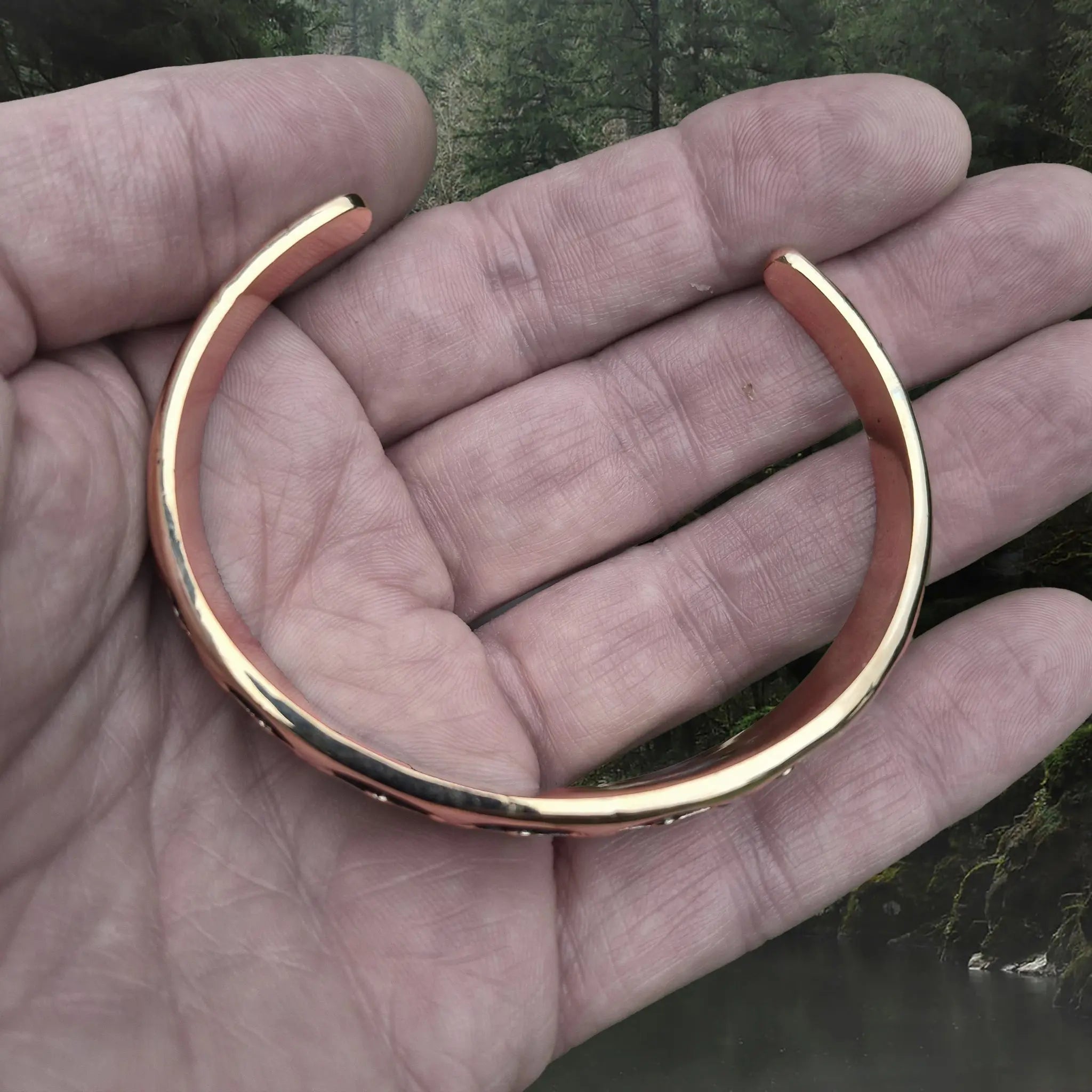 Bronze Viking Arm Ring / Bracelet Replica from Gotland, Sweden on Hand