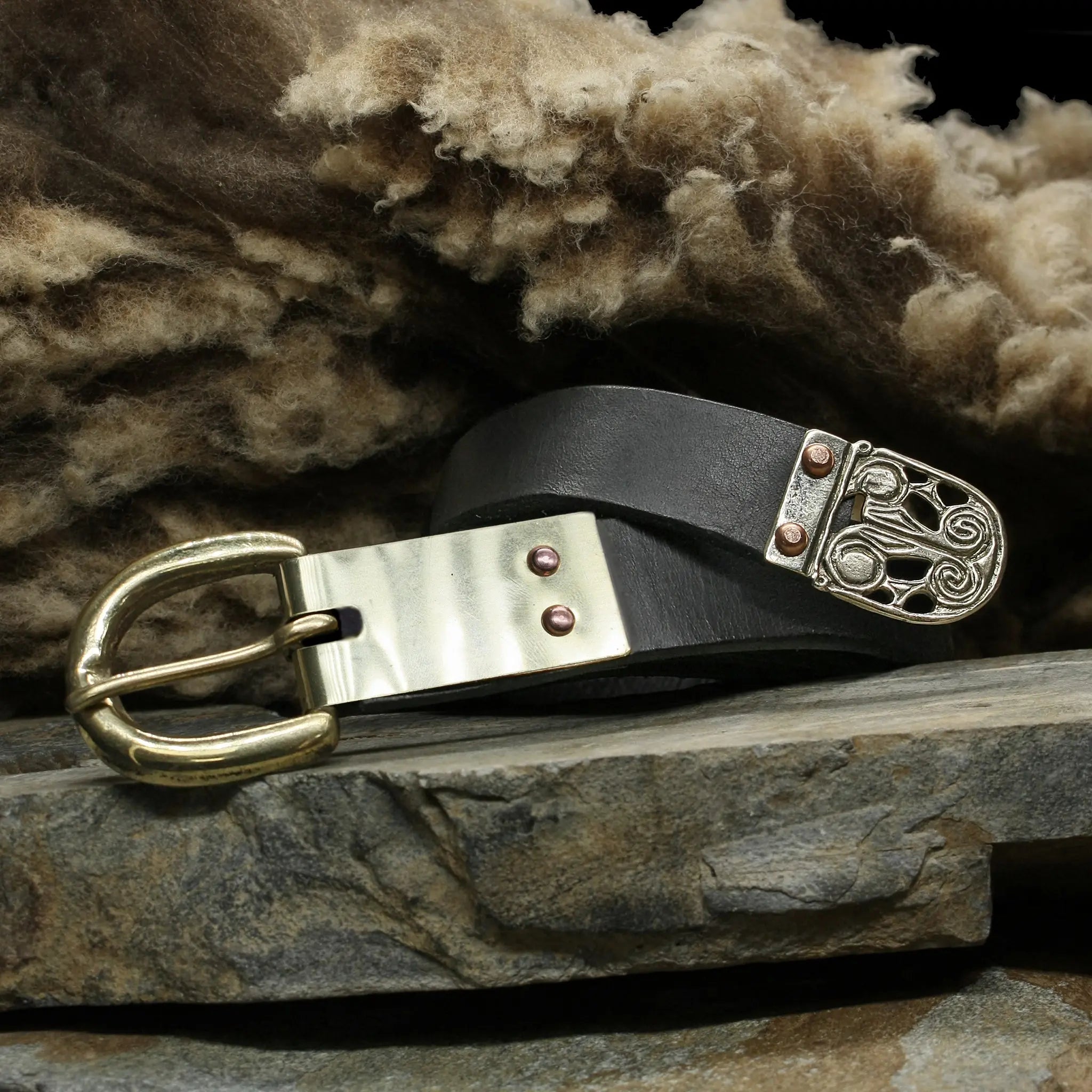 Custom Made 25mm (1 inch) Wide Leather Viking Belt with Brass Buckle The Viking Dragon