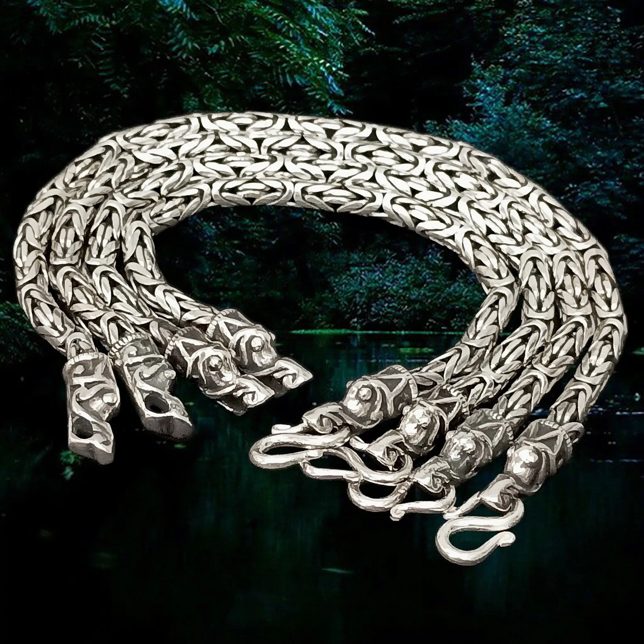 5mm Silver King Bracelets With Gotlandic Dragon Heads