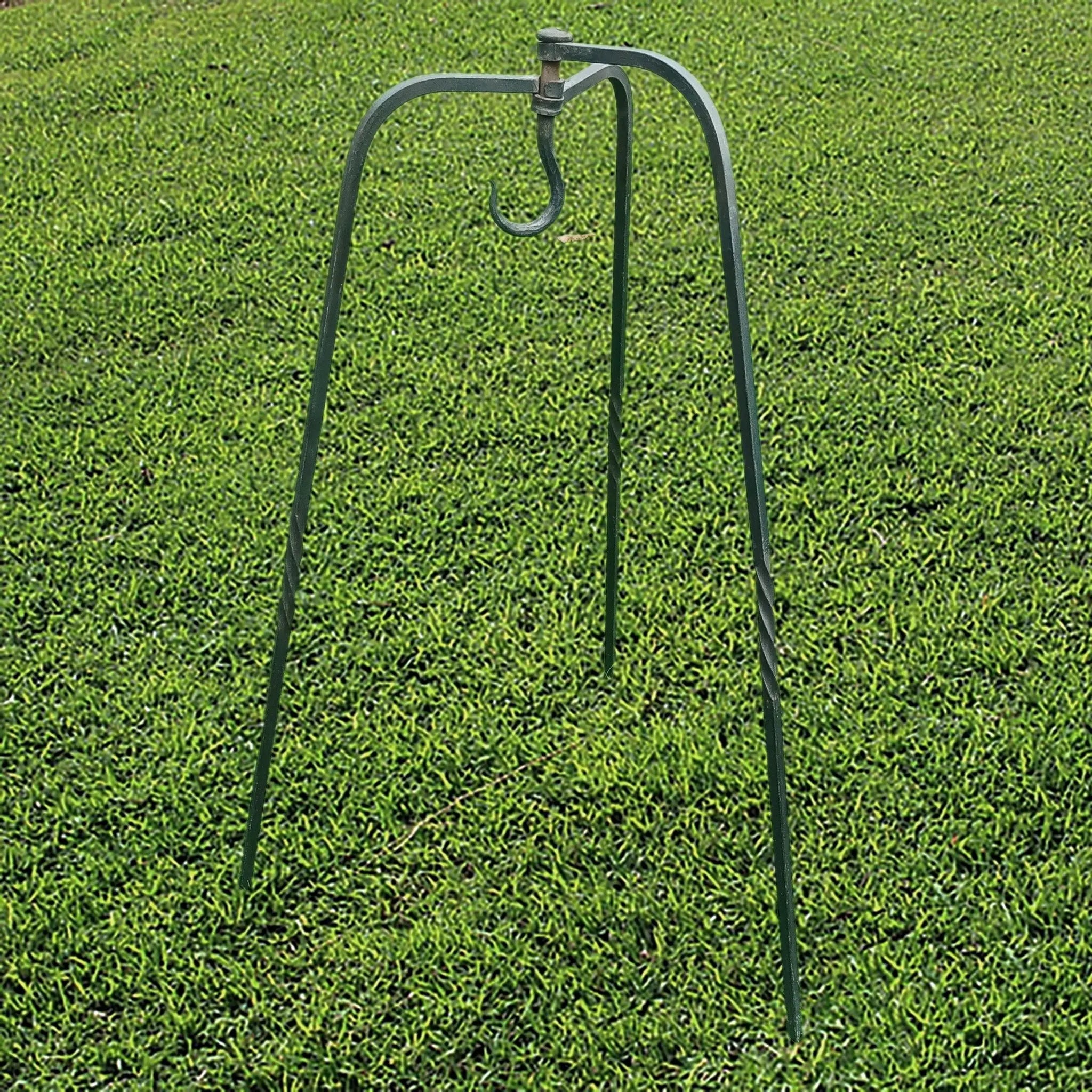 Medium, Hand-Forged Cauldron Tripod Stand with Suspension Hook & Straight Legs