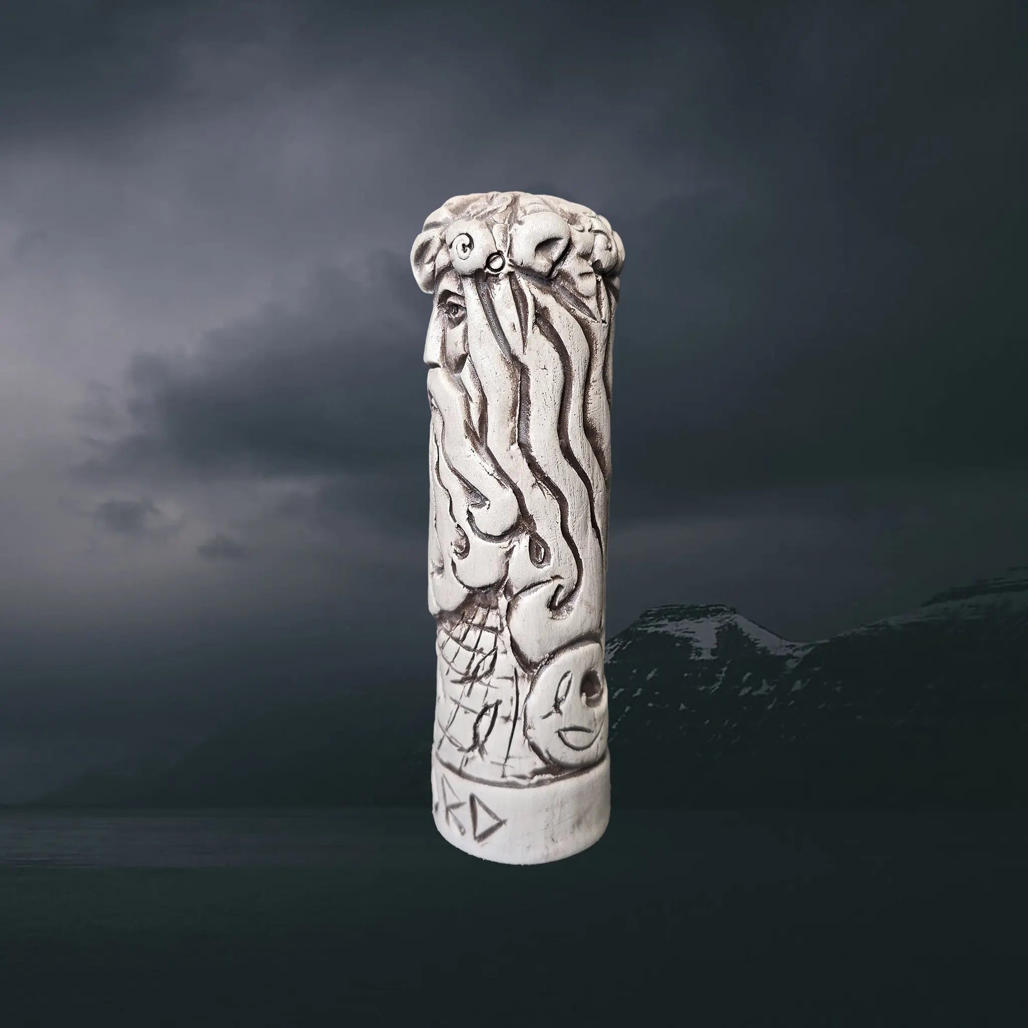 Hand-Crafted Ceramic Norse God Njord Statuette - Right Side View