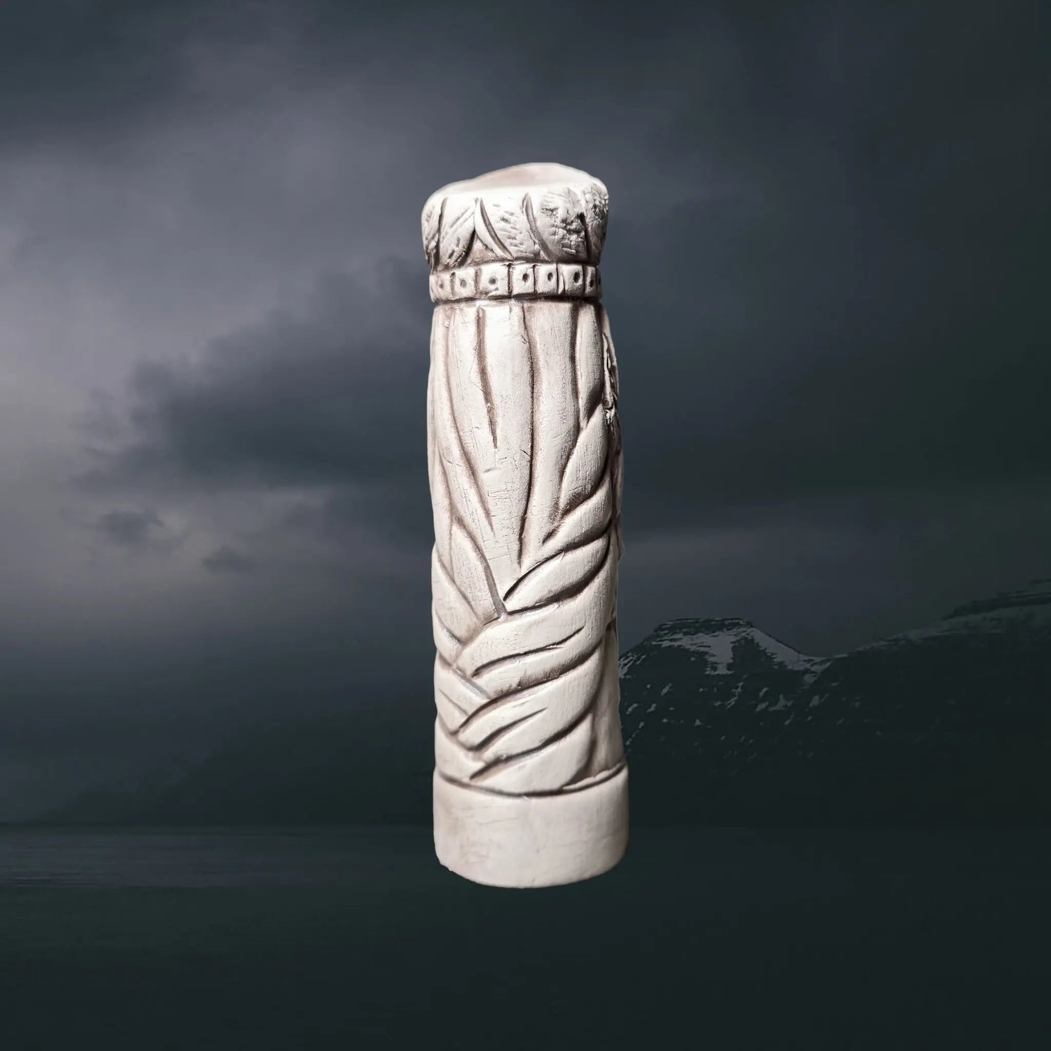 Statuette of the Norse Goddess Frigg in Hand-Crafted Clay - Back View