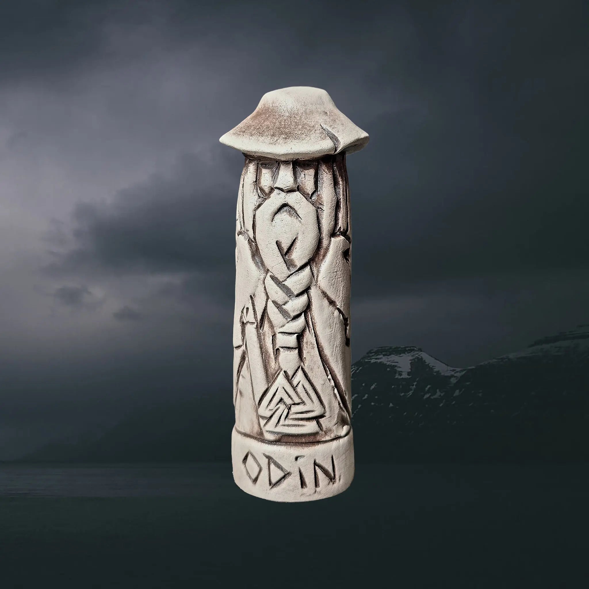 Statuette of the Norse God Odin the Wanderer in Hand-Crafted Clay
