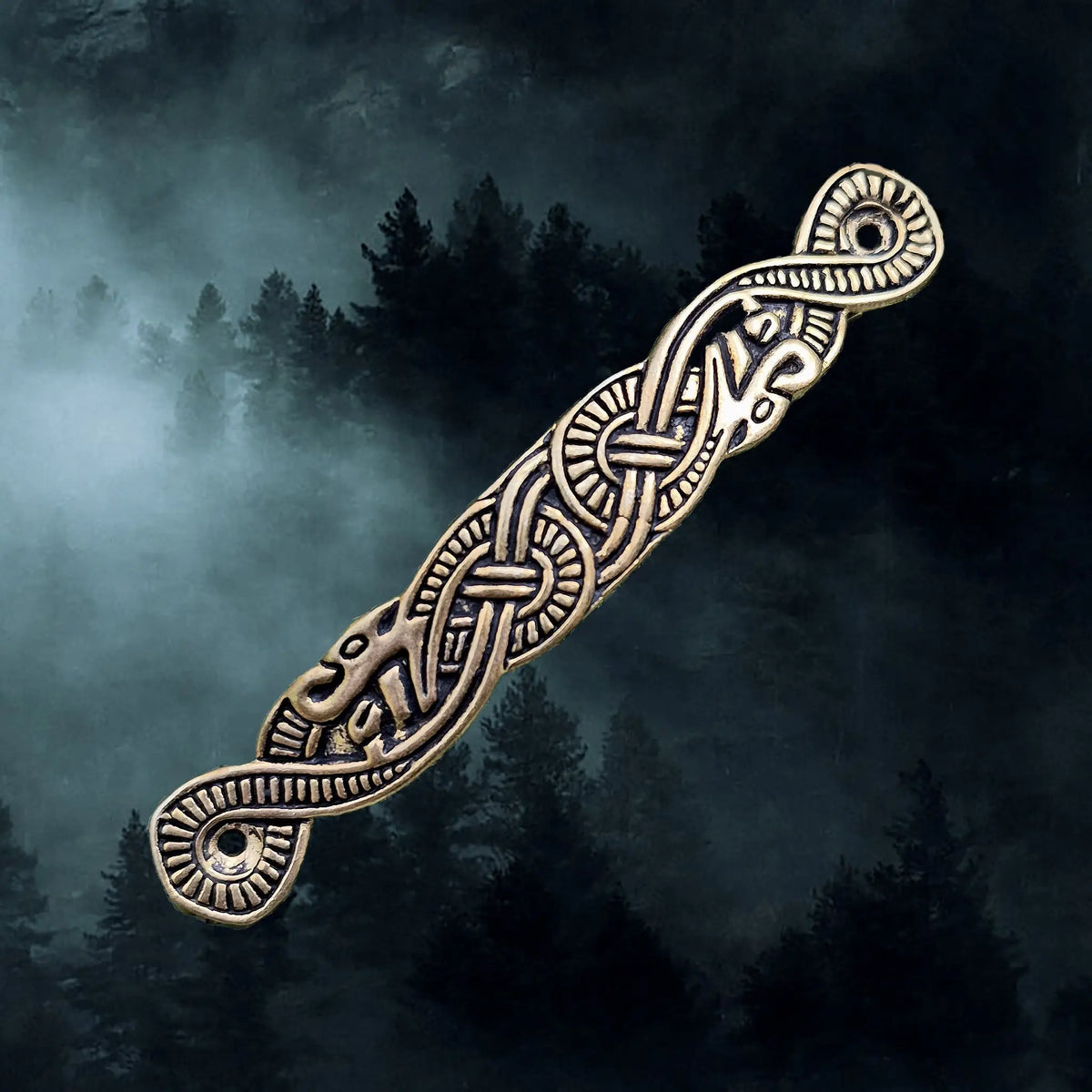 Viking Style Bronze Scabbard Bridge Mount with Serpent Design