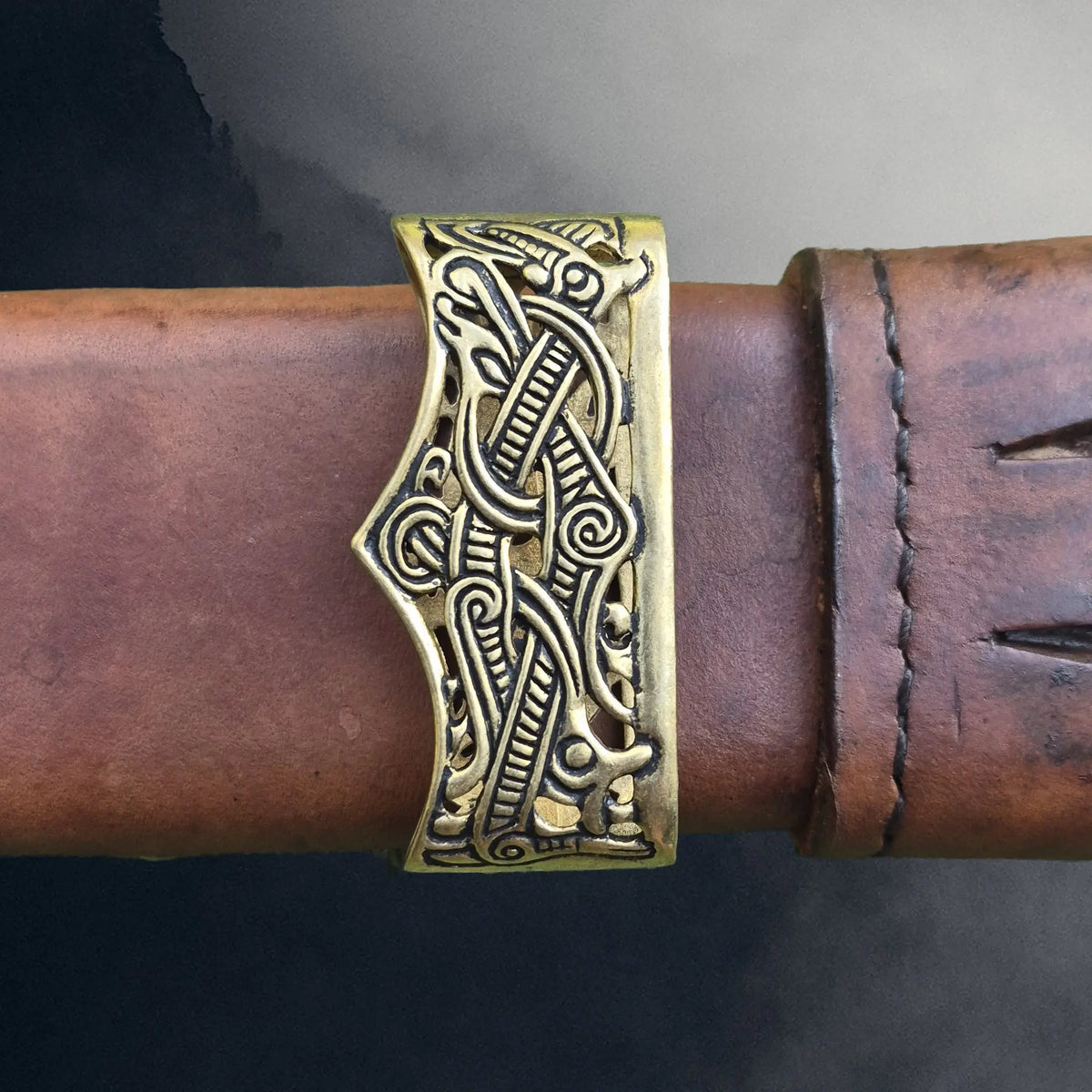 Viking Age Bronze Scabbard Mouth in Jelling Style - 10th Century on Scabbard - Loosely