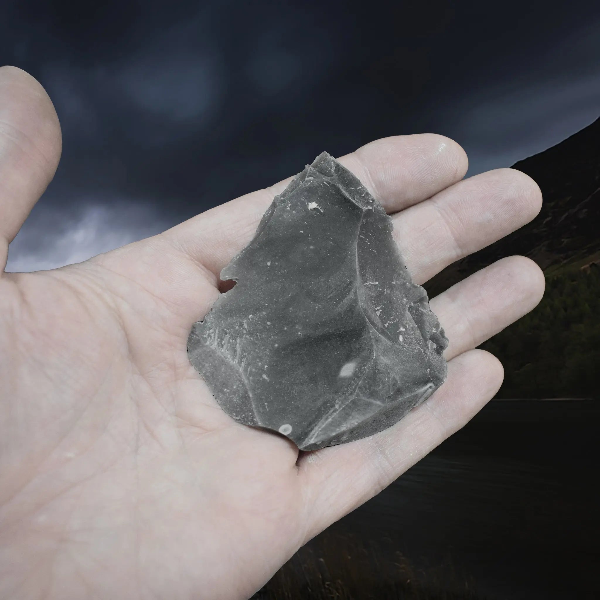 Hand-Knapped Medium Flint Flake from the UK on Hand