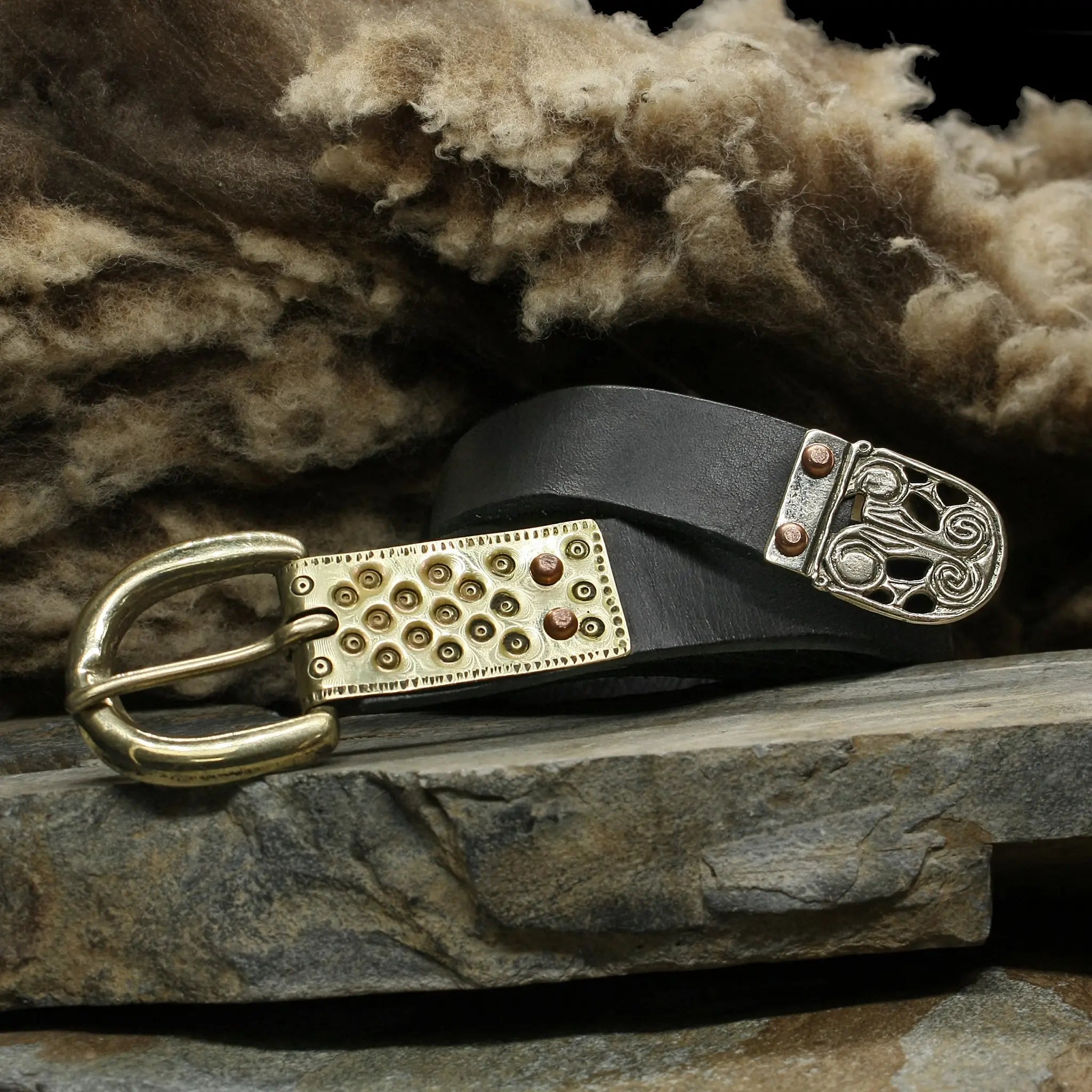 Riveted Decortated Buckle Plate & Riveted Strap End