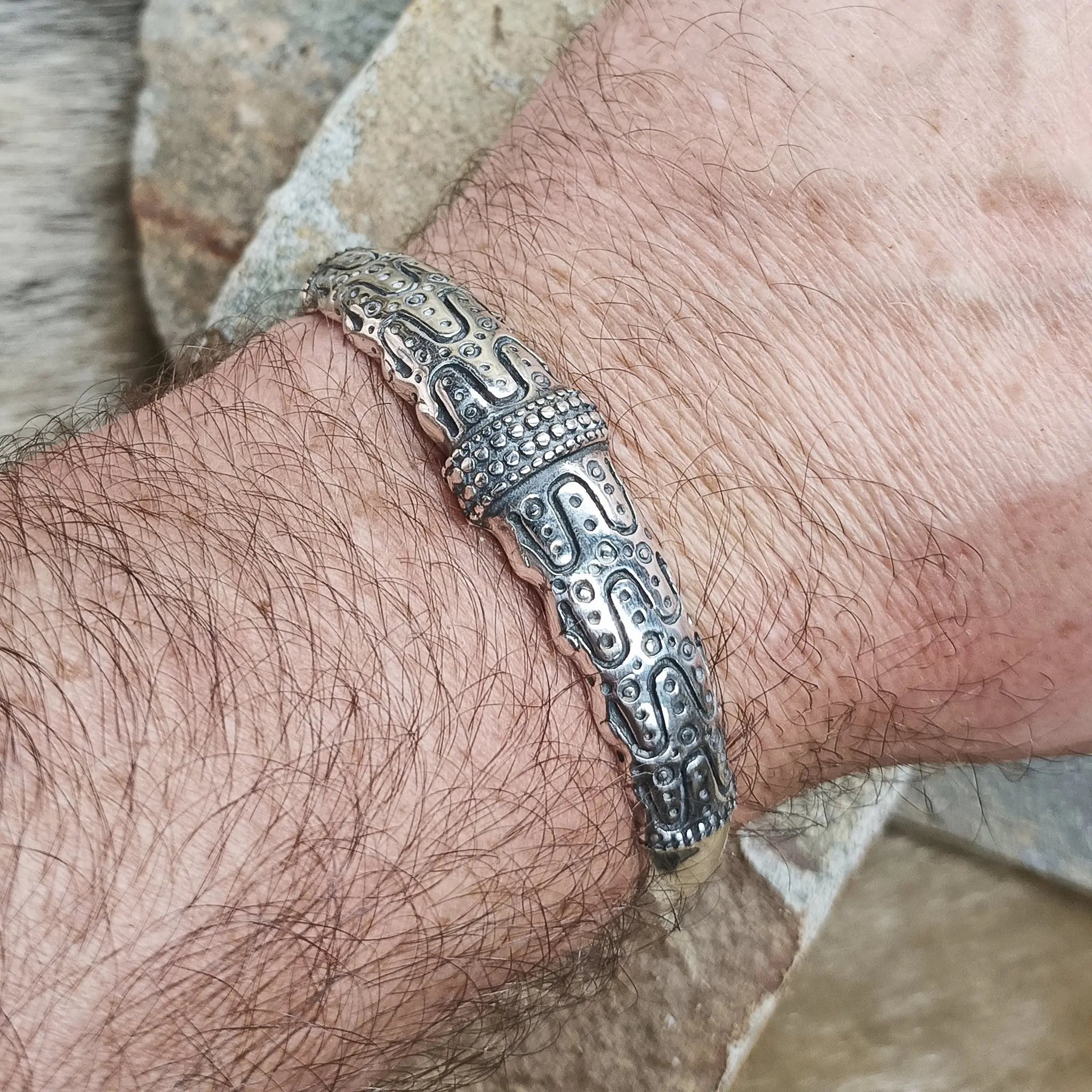 Silver Viking Bracelet from Falster on Wrist 