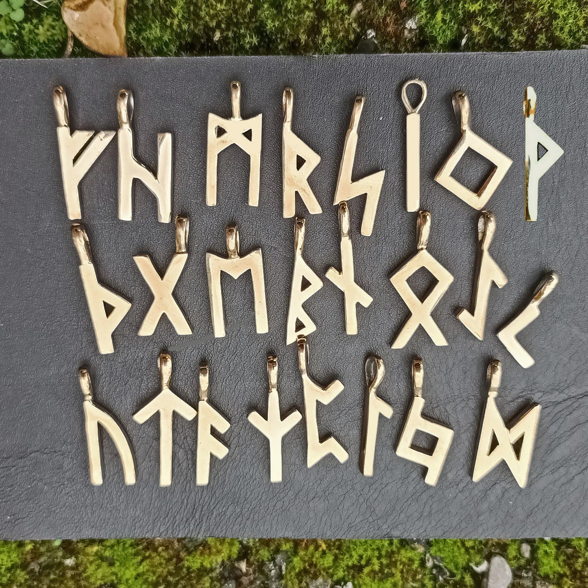 Bronze Elder Futhark Rune Pendants 